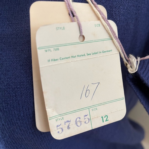 Vintage Deadstock NWT 1960’s Blue & White Short-Sleeve Mod Bolero Cardigan AS IS - Picture 7 of 10